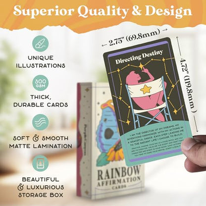 PURPLE CANYON 52-Card Rainbow Intention Affirmation Deck – Mindfulness, Manifestation & Self-Care Cards for Daily Inspiration and Weekly Reflection - style: Intention-Setting Affirmation Cards