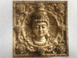 Buddha Wall Art with Floral Frame, Sepia Tone Carved Effect, Zen Meditation Room Decor 3D effect laser engraving on 3mm Bass wood.