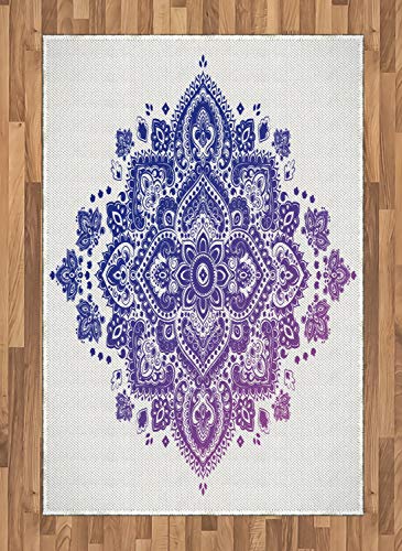 Lunarable Mandala Area Rug, Pastel Toned Boho Meditation Mindfulness Wellness Eastern Wisdom, Flat Woven Accent Rug for Living Room Bedroom Dining Room, 4' X 5' 7", Purple and Violet Blue - size: 4' x 5'7" (Rectangular)