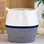 KAKAMAY Woven Baskets for Storage(17"x17"),Large Cotton Rope Basket Woven Baby Laundry Hamper,Collapsible Laundry Basket, Blanket Basket for Living Room,Nursery,Clothes, Toy chest(Navy Blue) - color: Navy Blue
