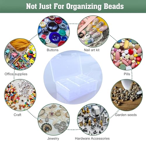 15 Grid Organizers Plastic Storage Containers Transparent Rectangle Bead Storage Box with Hinged Lid Clear Craft Supply Case
