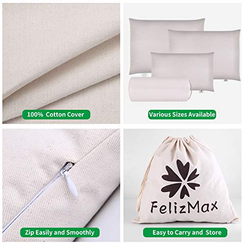 Organic Buckwheat Pillow for Sleeping, 100% Natural Premium buckwheat hulls, Organic Cotton Cover for Cool Sleep, Neck Support for Back and Side Sleepers, Buckwheat Pillow Refill - Cylinder (14” x 6”) - style: Cylinder Medium Size (14 Inchx6 Inch)