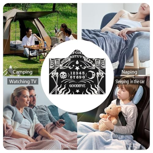Skull Skeleton Witch Board Tarot Black Art Large Size Comfortable Hooded Blanket, Warm Blanket 50"x60" - color: Skull Skeleton Witch Board Tarot Black Art, size: 50"x60"