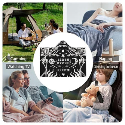 Skull Skeleton Witch Board Tarot Black Art Large Size Comfortable Hooded Blanket, Warm Blanket 50"x60" - color: Skull Skeleton Witch Board Tarot Black Art, size: 50"x60"