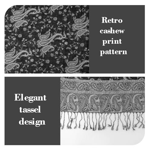 E-Clover Pashmina Shawl Wraps for Women Evening Dresses Elegant Soft Rave Scarf Festival Reversible Men Scarves