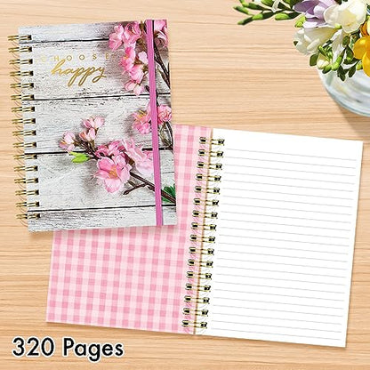 Designer Greetings, Designer Papers Flex Cover Journal with Elastic Band, "Choose Happy" Rustic Blooming Flowers Design - 320 Pages (6” x 8.25”) - Perfect for Work, School, Creative Writing, Personal - style: "Choose Happy" Rustic Blooming Flowers