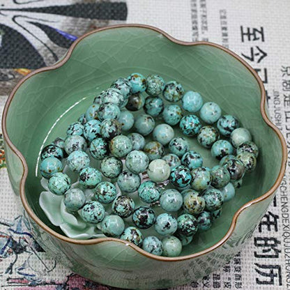 Keleny Fashion Crystal Man Women Stretch Bracelet 10mm Round Beads Rock Jasper 7 Inch Unisex - color: Green A Grade African Turquoise Howlite