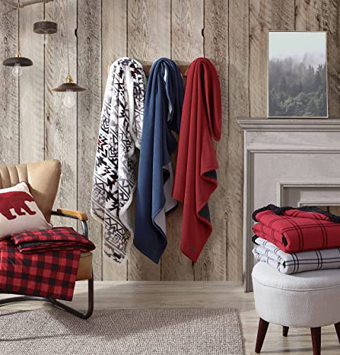 Eddie Bauer - Throw Blanket, Soft & Reversible Cotton Flannel Bedding, Throw Blanket for Couch or Bed (Kettle Falls Red/Black, 50" x 60")