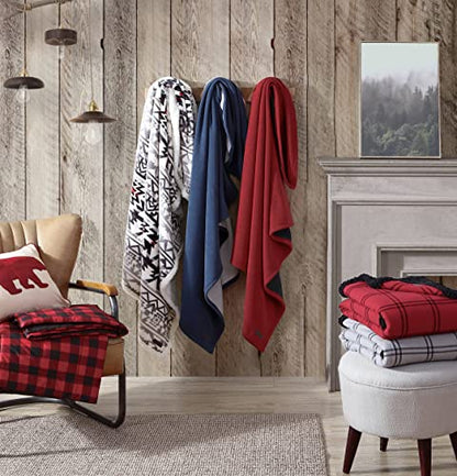 Eddie Bauer - Throw Blanket, Soft & Reversible Cotton Flannel Bedding, Throw Blanket for Couch or Bed (Kettle Falls Red/Black, 50" x 60")