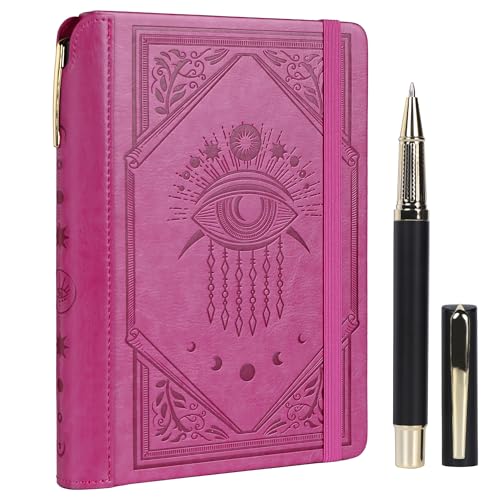 TIEFOSSI Lined Journal Notebook for Women Men, Leather Journal with Pen, A5 Evil Eye Hardcover Notebook for Work, Journaling, Travel & School, 100 GSM Thick Paper, 320 Numbered Pages, 6.2 x 8.3 in - color: Light purple