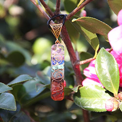 Orgone Chakra Pendant 7 Chakra Stones Necklace Orgonite Pendant with Adjustable Cord Crystals Necklace for Women Men - style: Faith