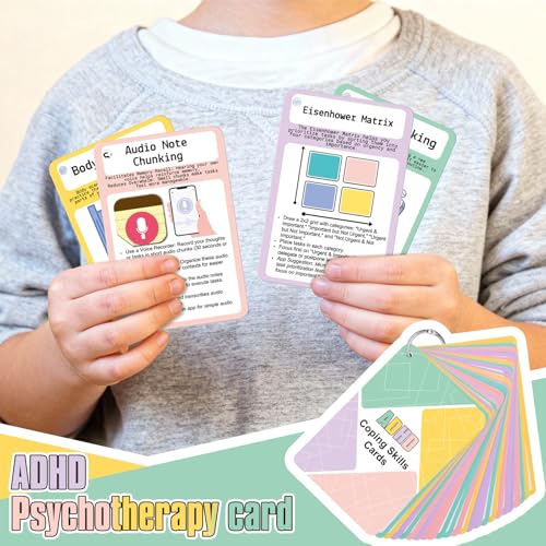 25 Pcs ADHD Coping Skills Cards Emotional Regulation Tool Time Management Therapy Stress Relief Calm Down Corner Supplies Focus Training ADHD Tools for Adults Teens - style: ADHD