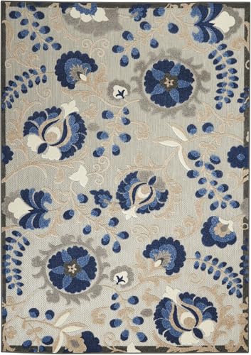 Nourison Home Aloha Natural Blue 6' x 9' Area Rug - Easy Clean, Non Shedding, Bed Room, Living Room, Dining Room, Kitchen (6' x 9') - color: Natural Blue, size: 6' x 9' (Rectangular)