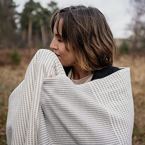 IBENA Salerno 100% Organic Cotton Cuddly Soft Jacquard Woven Ombre Throw Blanket (Grey) - color: Grey
