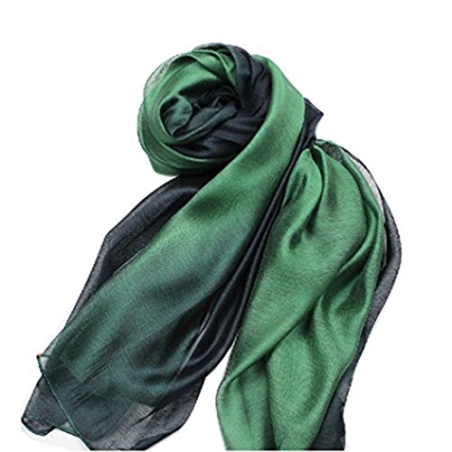 Cotton Silk Scarf Elegant Soft Wraps Color Shade Scarves for Women - color: Dark Green