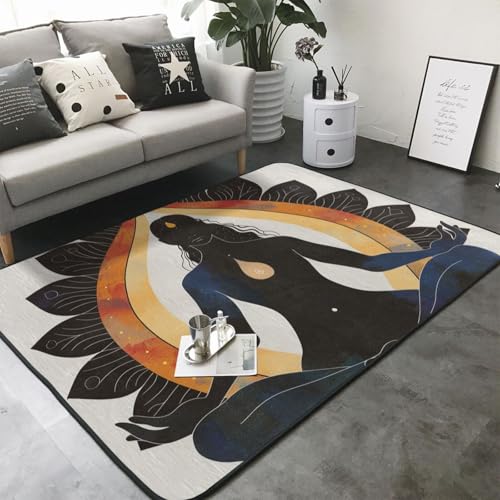 Yoga Meditation Print Flannel Rug 80x58 inch, Soft Non Shedding Memory Foam Floor Mat Warm Noise-Reducing Area Carpet for Bedroom Dining Room Office