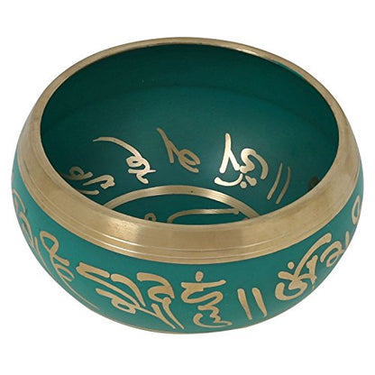 Relaxing Yoga Meditation Buddhist Tibetan Singing Bowl Set Green With Mallet | Cushion | Pillow - color: green
