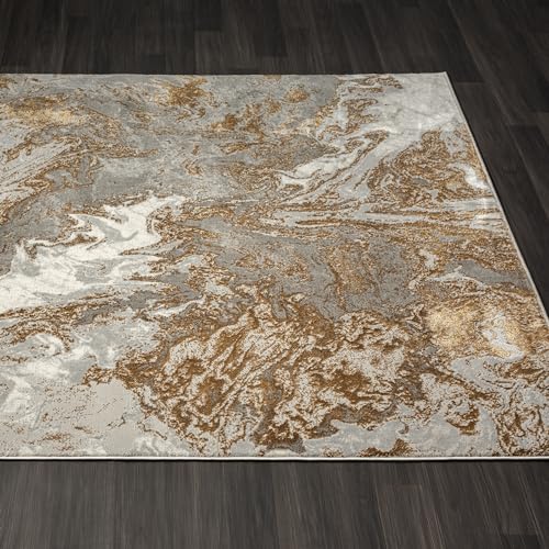 LUXE WEAVERS Marble Swirl Abstract Area Rug, Gray 2x7 - color: Grey, size: 2' x 7' (Rectangular)