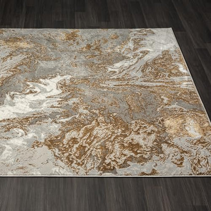 LUXE WEAVERS Marble Swirl Abstract Area Rug, Gray 2x7 - color: Grey, size: 2' x 7' (Rectangular)