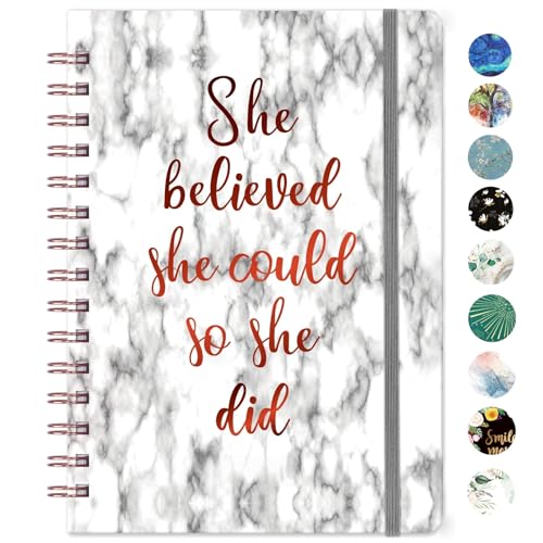 Ruled Notebook/Journal - Spiral Notebook with Premium Thick Paper, 8.5" X 6.4", College Ruled Spiral Notebooks, Waterproof Hardcover, Perfect for Daily
