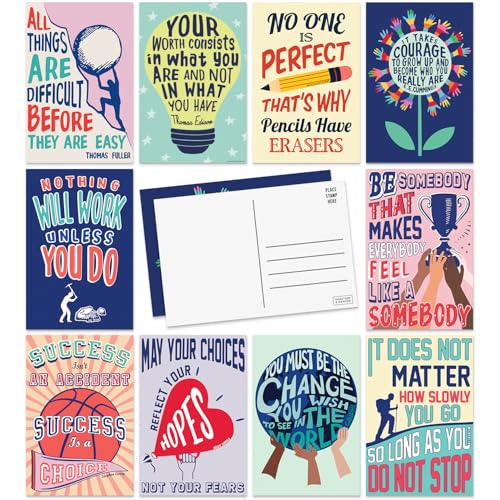 Sweetzer & Orange Motivational Postcards Pack (60 Cards) 4x6 decor flyers for Kids and Adults. Growth Mindset Affirmation memos, Mindfulness paper slips, Inspiration decor Blank Encouragement flyers - color: Growth Mindset