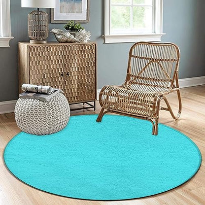 Modern Round Area Rug, Non-Slip Machine Washable Kitchen Office Circle Rug, Room Sofa Yoga Soft Round Carpet Compatible with Blue 60inch(150cm) - color: Color64, size: 60inch(150cm)