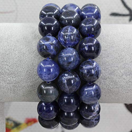 Keleny Natural Gem Semi Precious Gemstones 14mm Round Beads Crystal Stretch Bracelets 7 Inch Unisex - color: 14mm Blue Sodalite