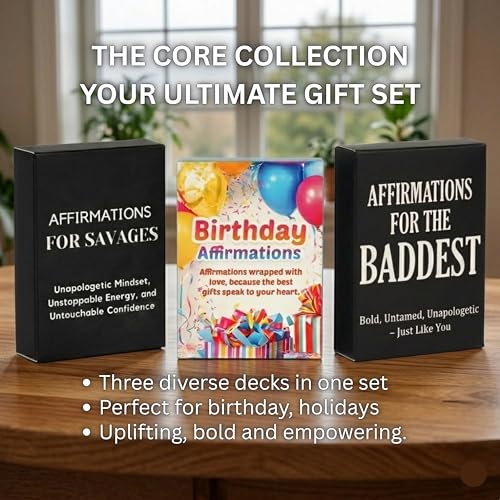 Isaac Liev Affirmation Cards For Women and Men, Sinister, Cynical, Motivational Inspirational Mindset Gifts for Birthdays - Birthday Card - 3Pack Bundle deck - style: 3-PACK BUNDLE - Birthday affirmations , Baddest & Saveage Affirmations