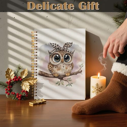 Owl Gifts Spiral Notebook 5.5x8.3, Owl Themed Gifts for Lovers Women Journal Notebooks for Note Taking, Cute Journal for Women - color: Notebook-03