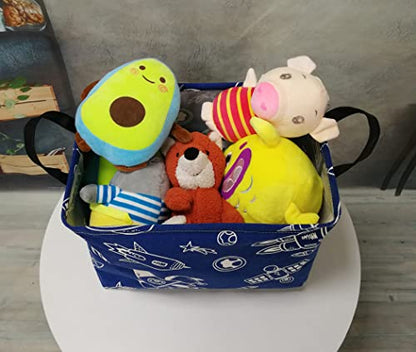 Storage Basket Home Shelf Basket Kids Organizer Box Clothes Laundry Hamper Nursery Bin Gift Laundry Basket with Handles for Home (Spacecraft) - color: Navy Spacecraft