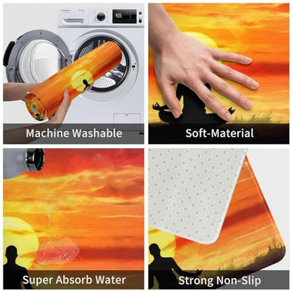 Yoga Meditation Print Flannel Anti-Slip Mat 16x24in Polyester Floor Covering, Full Single-Side Printed - color: Yoga Meditation