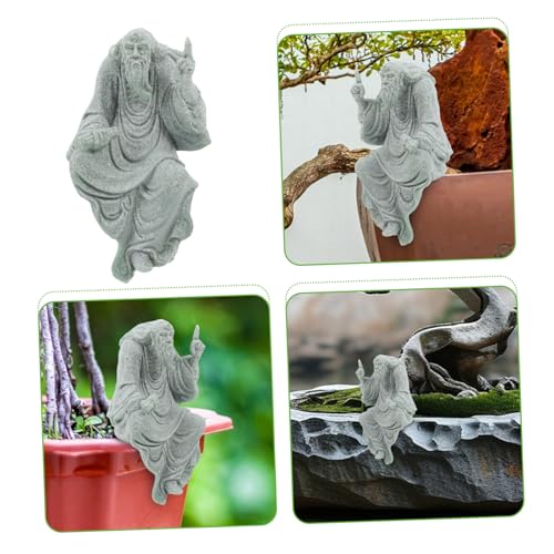 Hemoton Decorative Buddha Figurine Sandstone Craft for Zen Garden Tranquil Monk Statue for Home Decor and Fish Tank Unique Miniature Bonsai Ornament