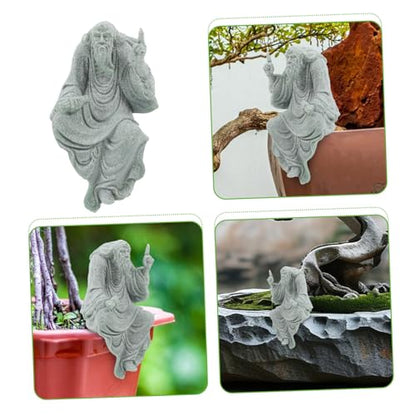 Hemoton Decorative Buddha Figurine Sandstone Craft for Zen Garden Tranquil Monk Statue for Home Decor and Fish Tank Unique Miniature Bonsai Ornament