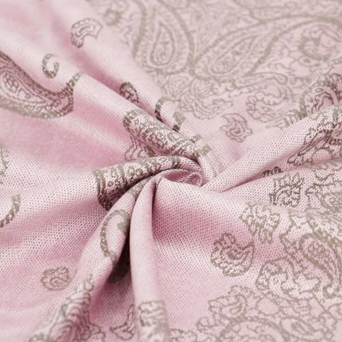 Ciormis Two Tone Silky Paisley Pashmina Shawl Scarf,Soft Women's Rave Jacquard Pashminas Wrap Scarves - color: B2#. Pink Paisley
