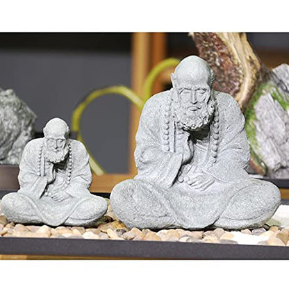 AETVRNI Buddha Statue Figure Sitting,Bodhidharma Buddha Statues Meditation Zen Decoration Sculpture Decor Living Room Garden Office Terrace Porch,Inside or Outer,Made of Sandstone (Gray),Small - size: Klein