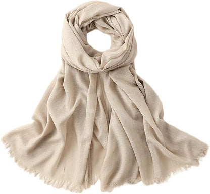 INOGIH Large Long Lightweight Cotton Linen Shawl Wrap for Women - Soft Breathable Four Season Scarf Shawl Beach Gauze 75”×40” - color: Khaki