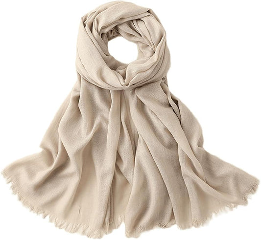 INOGIH Large Long Lightweight Cotton Linen Shawl Wrap for Women - Soft Breathable Four Season Scarf Shawl Beach Gauze 75”×40” - color: Khaki