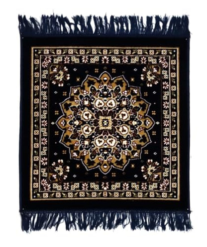 ASHIRWAD Puja Aasan 24 x 24 Inches Soft Fabric Religious Mat for Home Mandir Daily Pooja Meditation Havan and Traditional Worship Rituals (Blue-1) - color: Blue-1