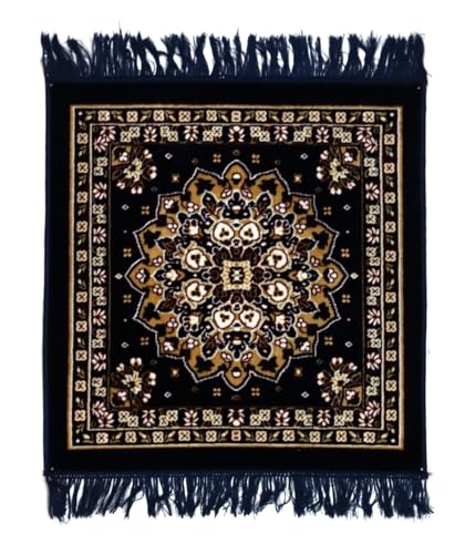 ASHIRWAD Puja Aasan 24 x 24 Inches Soft Fabric Religious Mat for Home Mandir Daily Pooja Meditation Havan and Traditional Worship Rituals (Blue-1) - color: Blue-1