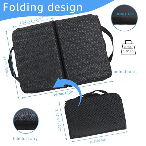 New Upgraded Portable Seat Cushion (15.7" x 11.8") Foldable Travel Cushion, for Airplane Seats, Camping, Stadium, Cinema, Garden Benches Seat Cushion