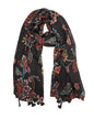 YOUR SMILE Large Boho Scarf for Women Lightweight Floral Printed Scarves Fall Winter Fashion Fringed Shawl wraps - color: 04 Navy Flower