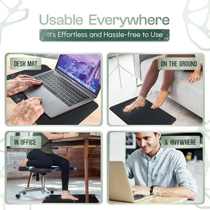LuxeCraft Grounding Mat for Feet – Anti-Slip PU Leather | Earthing Mat with Tester Pen, Wrist Band & Connection Cord | Grounding Mat for Better Sleep, Pain Relief & Wellness (Large Size 24’’x16’’)