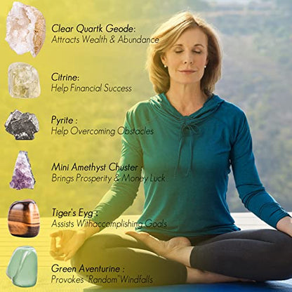 Crystals and Healing Stones Set for Anxiety, Relaxation Spiritual Crystals Gift for Meditation, Manifestation, Zen, Reiki, Fengshui (Abundance) - color: Abundance