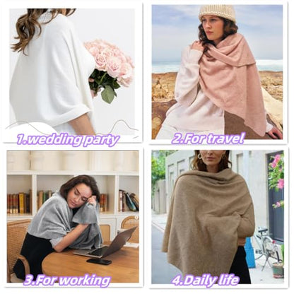 Shawl Wraps For Women,Womens Knitted Knotted Shawls Wool Cashmere Shoulder Top Sweater Shawl Scarf for Fall Winter - color: Black Gray