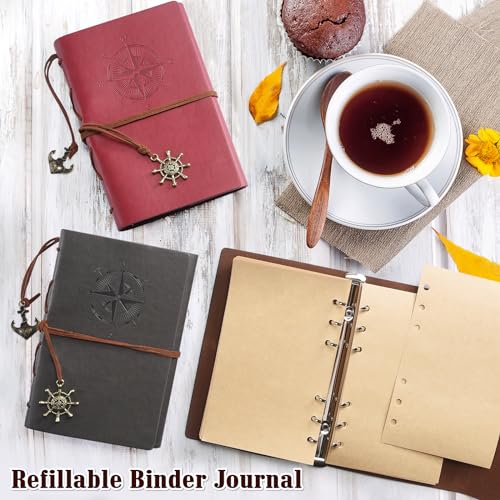 MALEDEN Refillable Spiral Daily Notepad Classic Embossed Travel Journal Diary - color: Brown