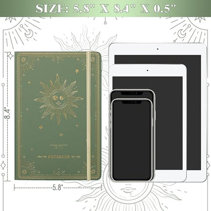 Artfan Ruled Notebook/Journal – Premium Thick Paper Faux Leather Classic Writing Notebook with Pocket + Page Dividers Gifts, Banded, Large, 144 Pages, Hard Cover, Lined (5.8 x 8.4) - Green - color: GREEN13
