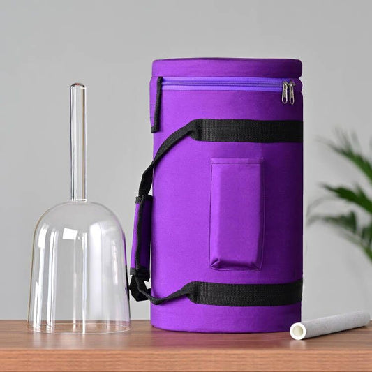 CVNC 440HZ 6 Inch F Note Handle Clear Quartz Crystal Singing Bowl + 6" Purple Colored Carry Case Bag + One Suede Mallet - color: Clear
