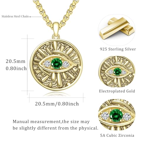 Evil Eye Necklace for Women 925 Sterling Silver, Protection Necklace with Blue Evil Eye Charm, Evil Eye/Lotus Pendant Jewelry, Birthday Christmas Gifts for Her - style: Blue Evil Eyes 04