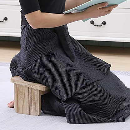 Kneeling Chair,Meditation Bench Kneeling Stool,Perfect Wooden Kneeling Stool Ergonomic Kneeling Meditation Yoga Bench, with Locking Hinges, for Tea Ceremony, Yoga, Praying, Deep Meditation Bench(White - color: White