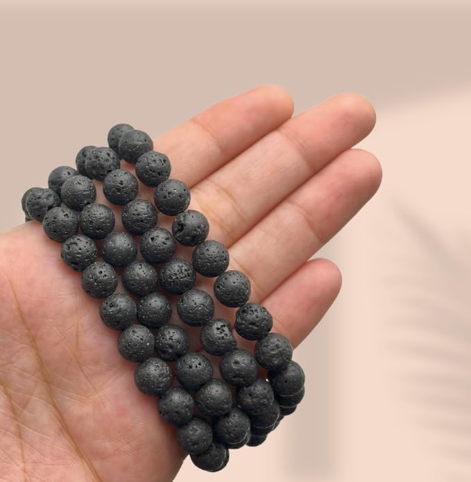 GEMSCITE Japa Mala 108 Prayer Beads Perfect for Meditation Spiritual Mala Necklace & Wrist Mala Bracelet - color: Lava, size: Without Knots